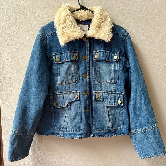 VINTAGE KC COLLECTIONS REMOVABLE FAUX FUR COLLAR DENIM JACKET WOMENS SIZE M - Picture 2 of 10